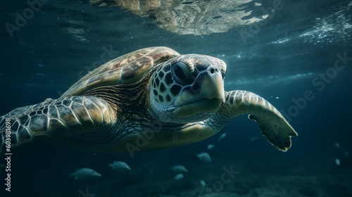sea turtle swimming in water © Nica