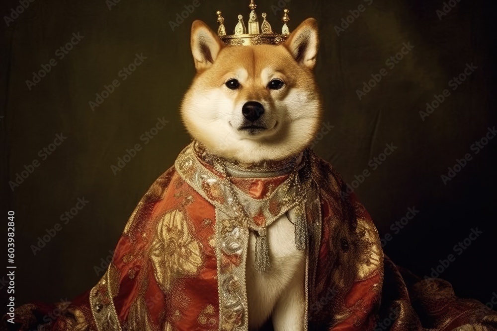 King Shiba Inu, wearing King costume