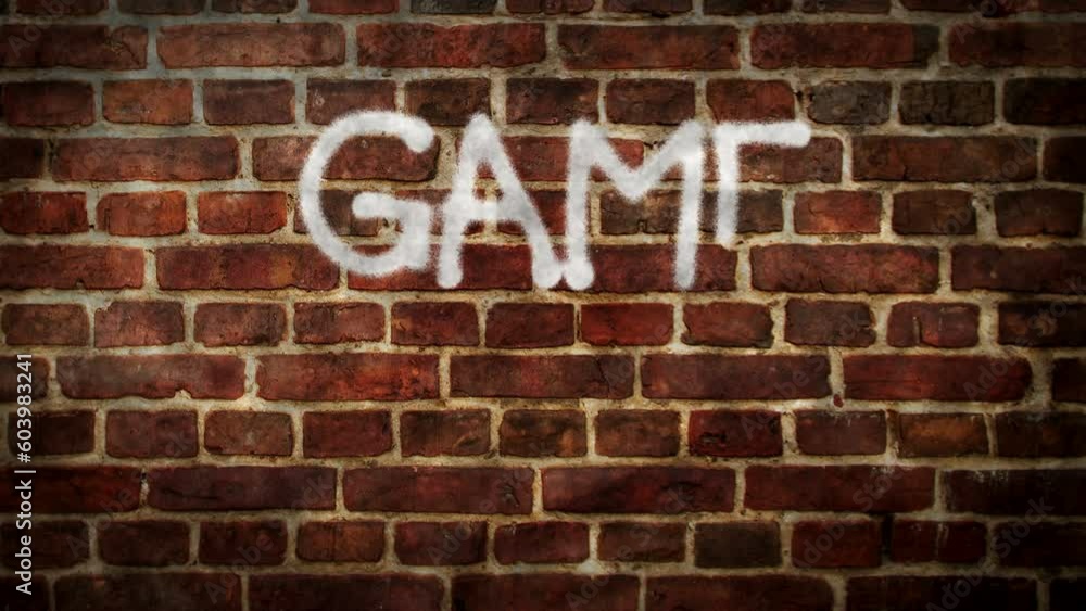 Game over sign spray painted on the brick wall. Graffiti art concept retro game console play end symbol. Airbrush hand paint. City abstract artwork. Game over sign spray painted on the brick wall. Graffiti art concept retro game console play end symbol. Airbrush hand paint. City abstract artwork.