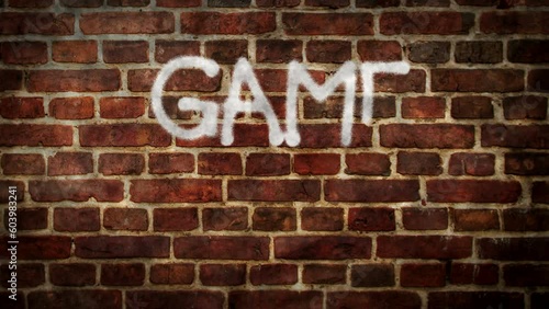 Wallpaper Mural Game over sign spray painted on the brick wall. Graffiti art concept retro game console play end symbol. Airbrush hand paint. City abstract artwork. Torontodigital.ca