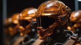 Futuristic space army in space suits, cinematic. Generative Ai