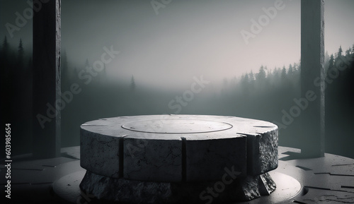 The image showcases a polished stone pedestal, reflecting refinement and craftsmanship. photo