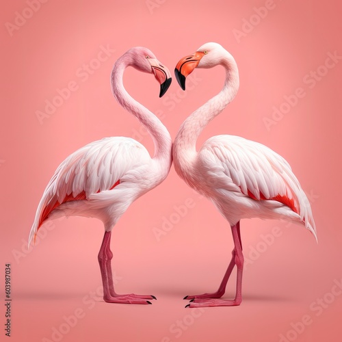 flamingos making a heartshape. Generative AI © sanneberg