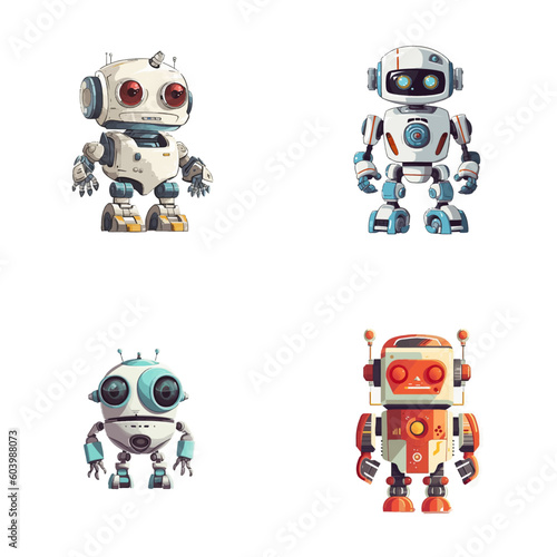 Set of robot characters , construction, medical, firefighter robot	
