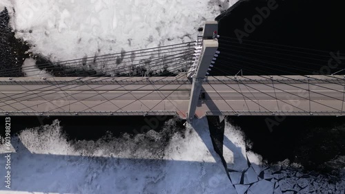 Aerial view of the Replot Bridge and its traffic in Finland on a cold day
 photo