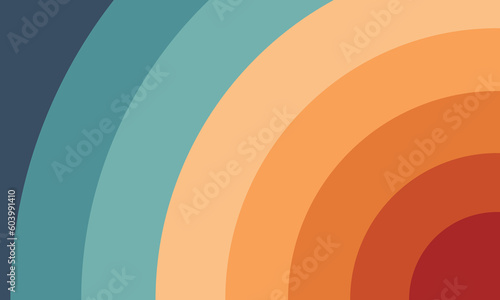 Retro groovy background. Geometric hippie rainbows line. Vintage retro style wallpaper with lines, rainbow wavy stripes. abstract stylish 70s era line frame illustration