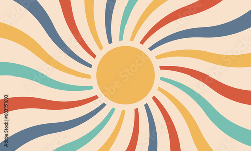 Vintage sun retro banner background. Vintage bright grunge placard. Vector horizontal illustration for banner, poster and backdrop.