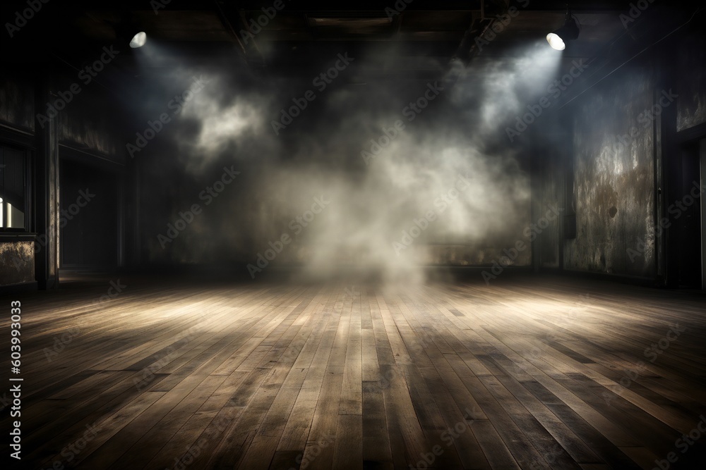 Empty Studio with Smoke and Lights for Showcasing a Product Generative AI Empty Studio with Smoke and Lights for Showcasing a Product Generative AI