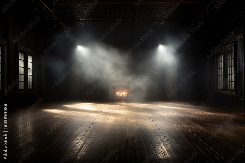 Empty Studio with Smoke and Lights for Showcasing a Product Generative AI 