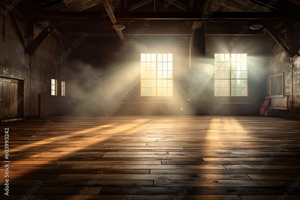 Empty Studio with Smoke and Lights for Showcasing a Product Generative AI Empty Studio with Smoke and Lights for Showcasing a Product Generative AI