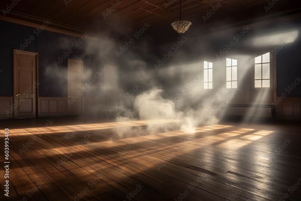 Empty Studio with Smoke and Lights for Showcasing a Product Generative AI 