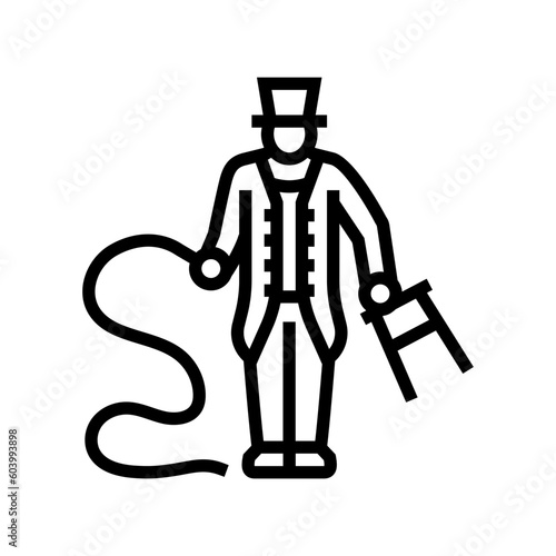 lion tamer carnival vintage show line icon vector. lion tamer carnival vintage show sign. isolated contour symbol black illustration