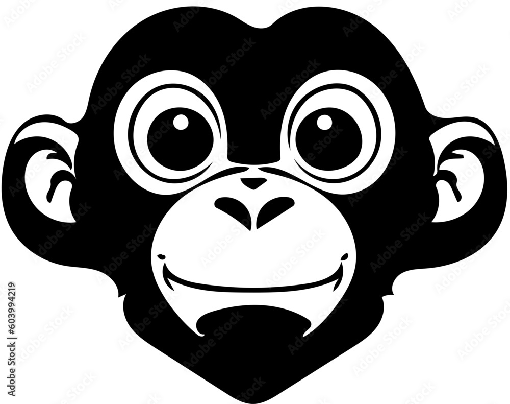 A black and white cute monkey face vector illustration design | Mascot of a monkey A black and white cute monkey face vector illustration design | Mascot of a monkey