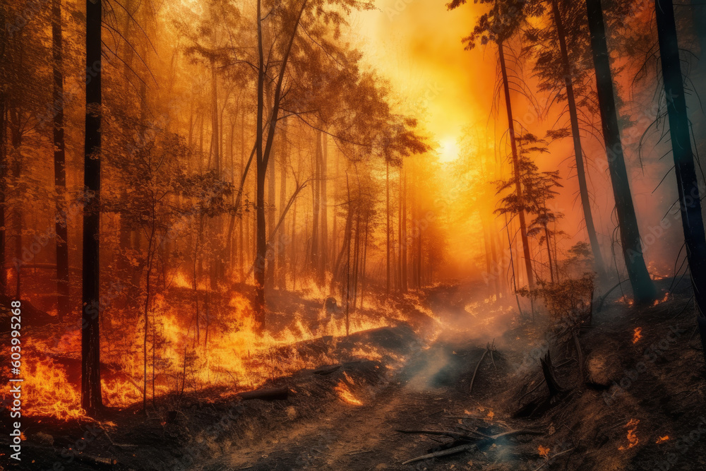 Obraz premium Forest Fire from Climate Change