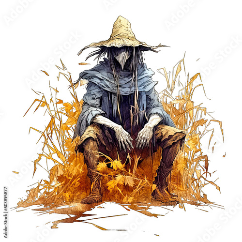 scarecrow, fantasy art, isolated on transparent  background, ai generative photo