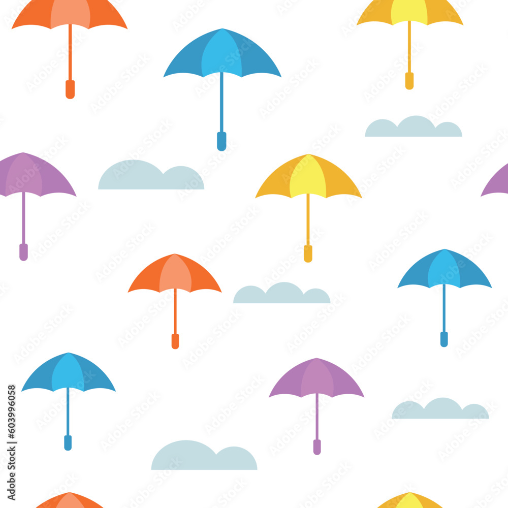 Seamless pattern with colored umbrellas. Vector illustration
