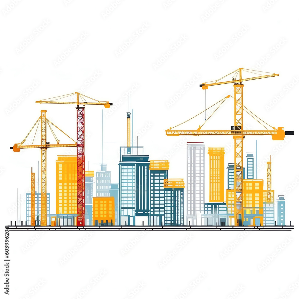 Architect and engineer working on construction site. Engineering, building, engineering, architecture, teamwork concept. Vector illustration in cartoon style Generative AI.