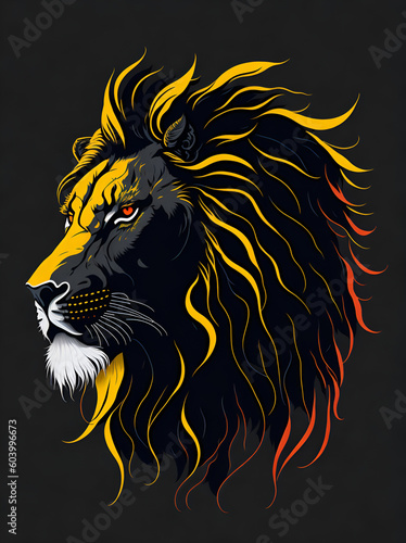 Cartoon lion head. AI generated illustration
