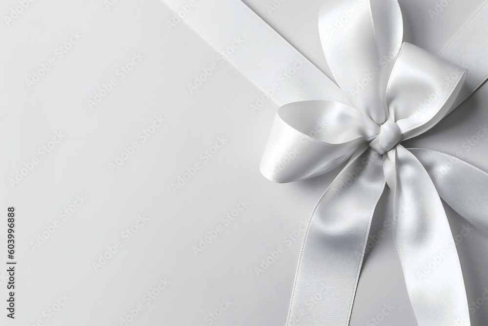 A composition of white ribbon on white background abstract banner with empty space Generative AI 