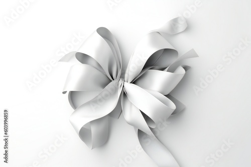 A composition of white ribbon on white background abstract banner with empty space Generative AI  © LayerAce.com