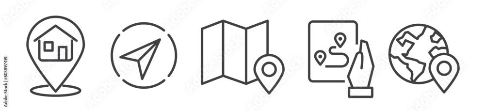 Navigation, maps and location vector icon collection Navigation, maps and location vector icon collection