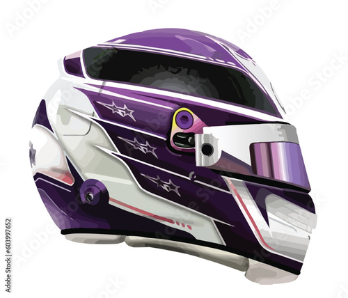 side view race helmet art fast purple design vector template isolated white background photo