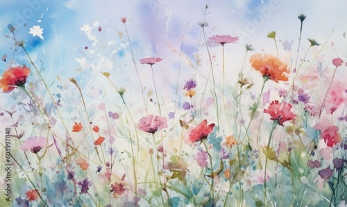 watercolor-style image of a melody of wildflowers.