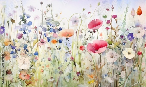 watercolor-style image of a melody of wildflowers.