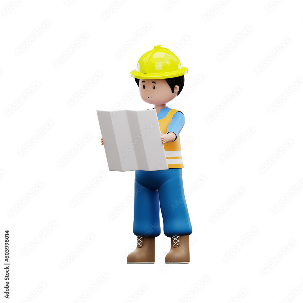 3d construction worker with task map 3d construction worker with task map