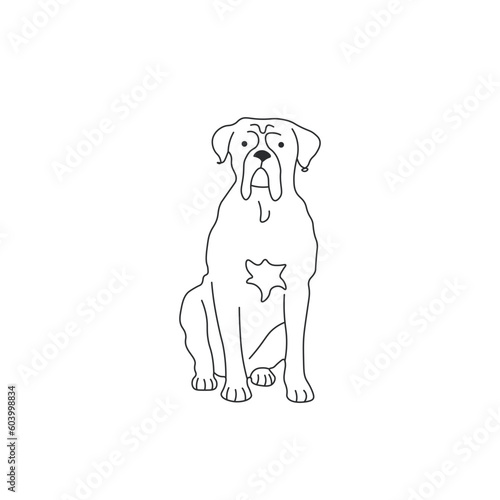 One line drawing. Dog Vector illustration. Cane Corso breed