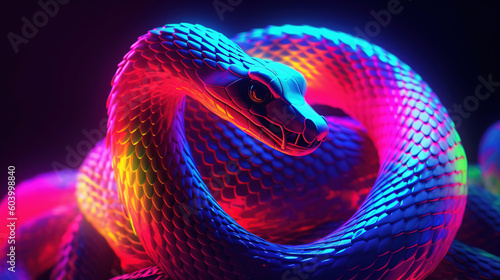  Colorful viper snake. AI