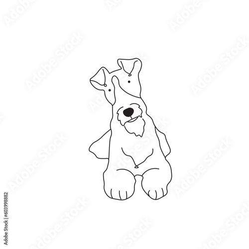 One line drawing. Dog Vector illustration.  Wire Fox Terrier breed