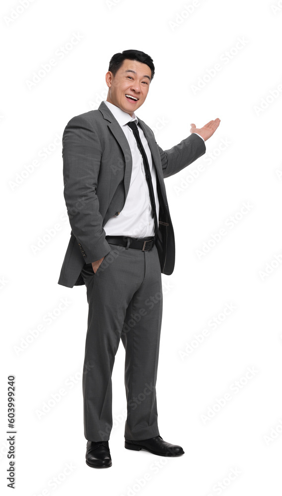 Businessman in suit posing on white background Businessman in suit posing on white background