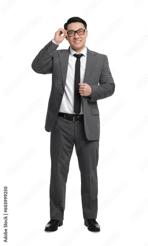 Businessman in suit wearing glasses on white background Businessman in suit wearing glasses on white background