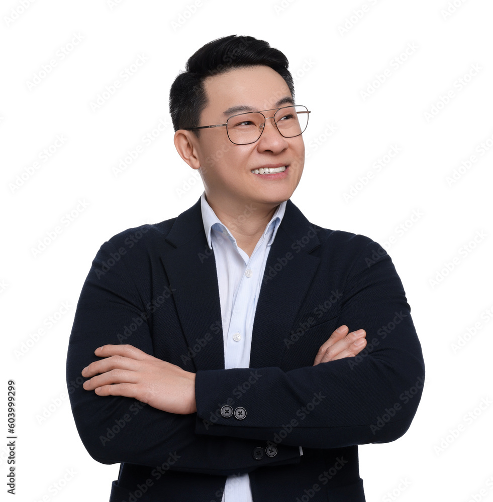 Businessman in suit posing on white background Businessman in suit posing on white background