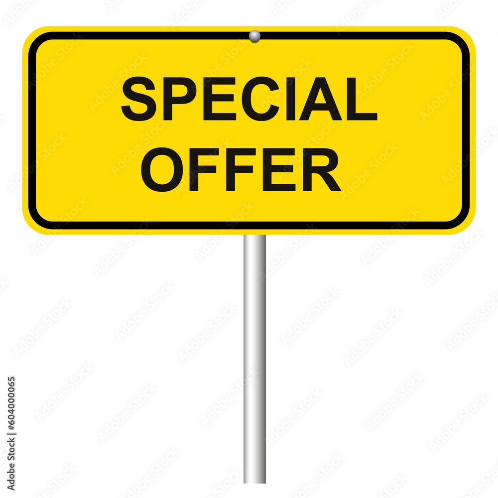 Yellow road sign with words Special Offer on white background Yellow road sign with words Special Offer on white background