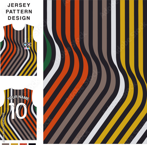 Abstract curved lines concept vector jersey pattern template for printing or sublimation sports uniforms football volleyball basketball e-sports cycling and fishing Free Vector.