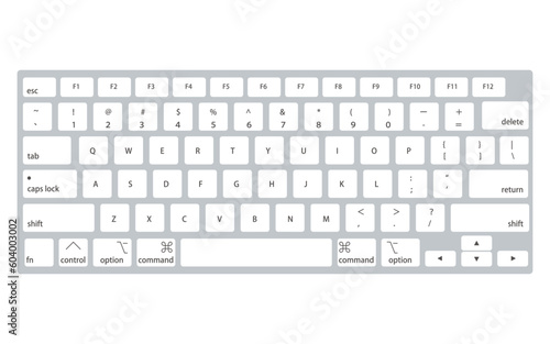 パソコンキーボードのイラスト（英語・USタイプのキーボード）