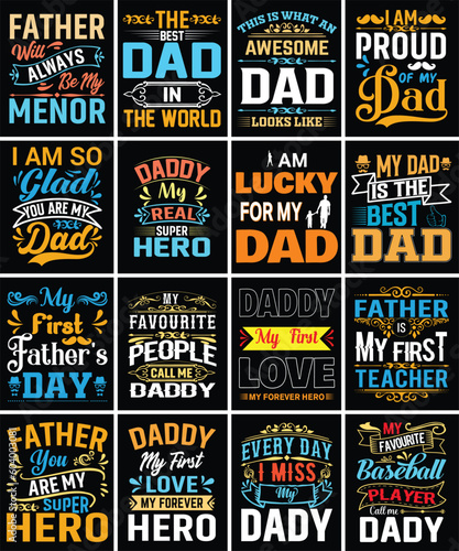 Father's day t shirt bundle design, father's day typography t shirt bundle design, father's day quotes, SVG, vintage, creative, awesome, dad cut files, Father's day quotes t shirt designs bundle,