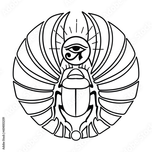 
Pharaonic wings Egyptian and Khepri and Ra sun eye Horus icon vector 