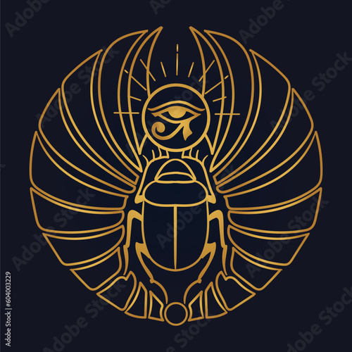 
Pharaonic wings Egyptian and Khepri and Ra sun eye Horus icon vector 
