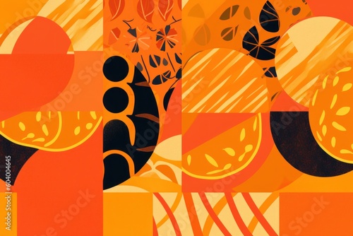 An abstract painting of oranges and lemons. Generative AI image.