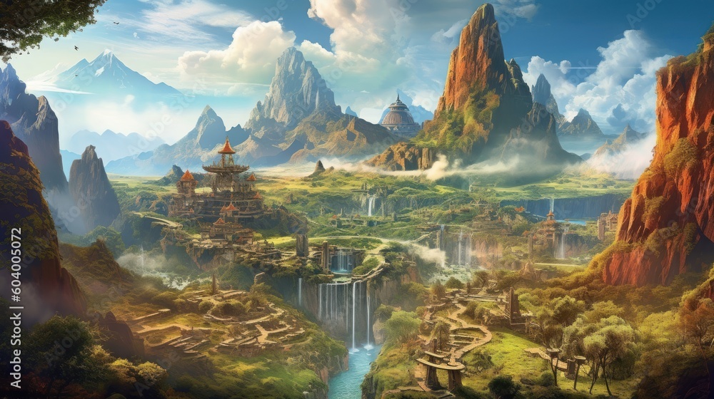 Fantasy Landscape Game Art - obrazy, fototapety, plakaty 