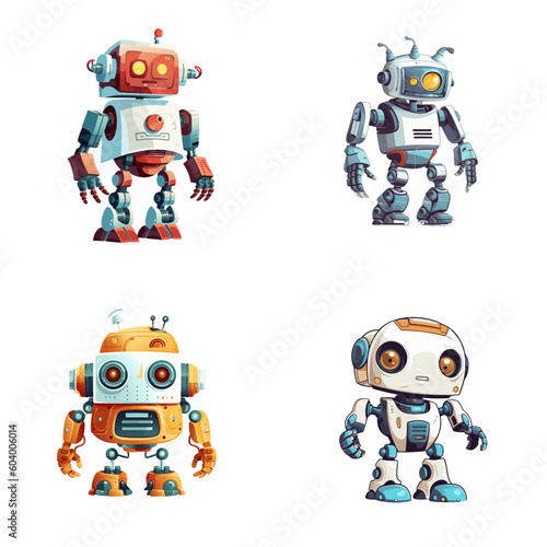 Set of robot characters , construction, medical, firefighter robot	
