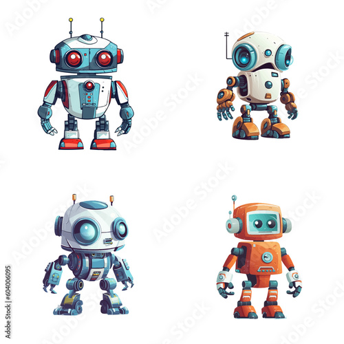 Set of robot characters , construction, medical, firefighter robot	
