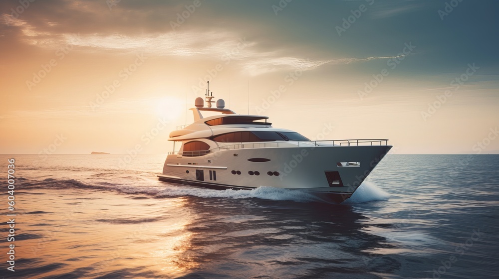 Luxury motor yacht on the ocean Generative AI Luxury motor yacht on the ocean Generative AI
