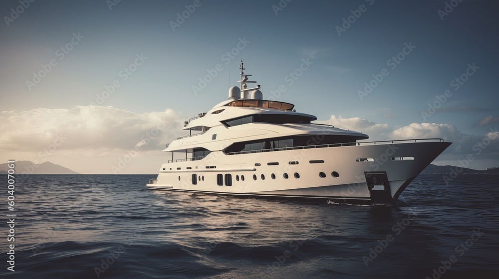 Luxury motor yacht on the ocean Generative AI