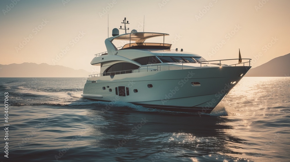 Luxury motor yacht on the ocean Generative AI