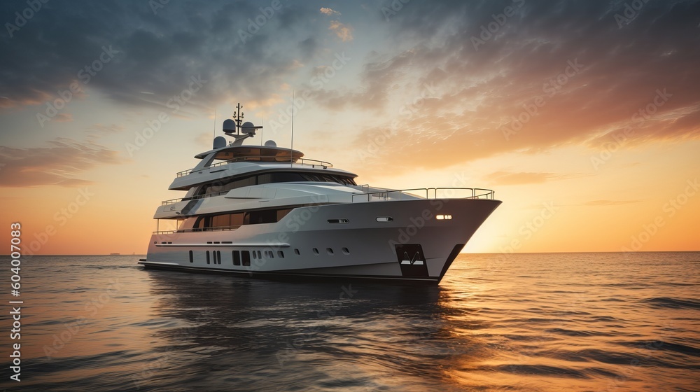 Luxury motor yacht on the ocean Generative AI