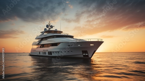 Luxury motor yacht on the ocean Generative AI © Suleyman